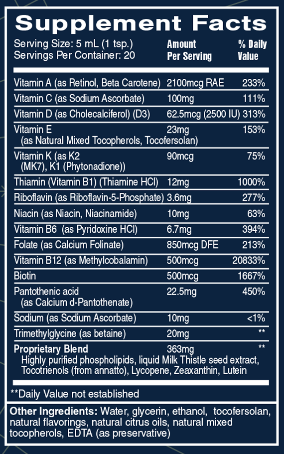 Ultra Vitamin 3.38 fl oz Supplement Facts