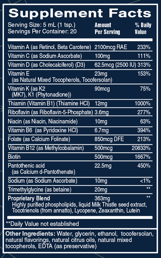 Ultra Vitamin 3.38 fl oz Supplement Facts