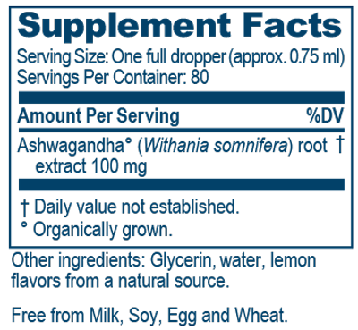 Kids Ashwagandha Drops 2 fl oz Supplement Facts