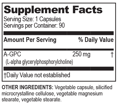 Brain Basics Ultra Alpha GPC 90 Capsules Supplement Facts