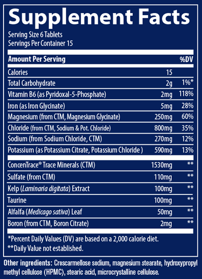 Electrolyte Stamina Tablets 90 Tablets Supplement Facts