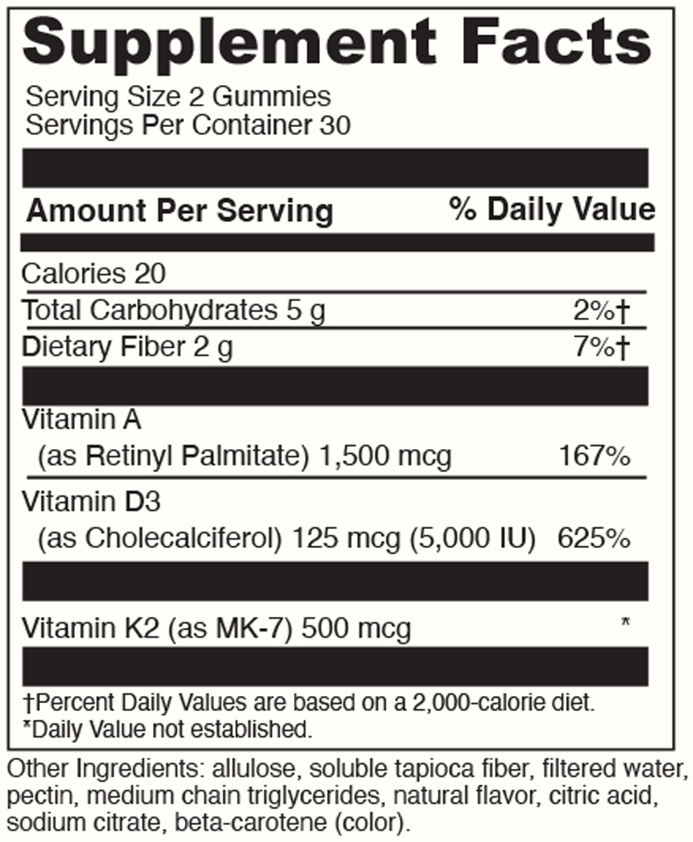 ADK Gummies 60 ct Supplement Facts