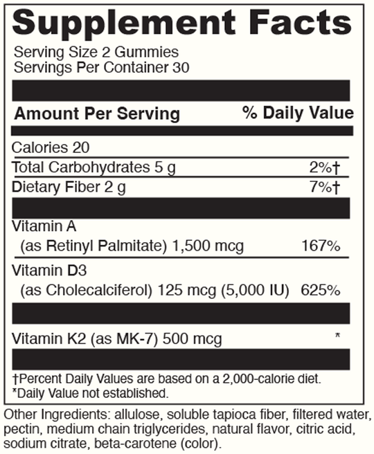 ADK Gummies 60 ct Supplement Facts