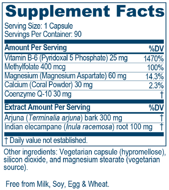 Arjuna Heart 90 Capsules Supplement Facts
