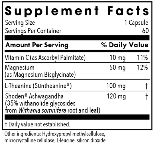 Ashwagandha Plus 60 Capsules Supplement Facts