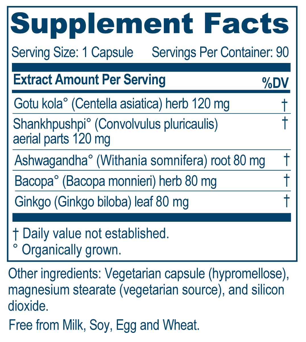 Bacopa Plus 90 Capsules Supplement Facts