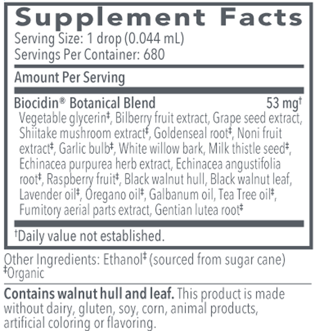 Biocidin® 1 fl oz Supplement Facts