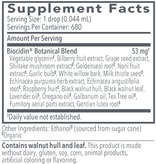 Biocidin® 1 fl oz Supplement Facts