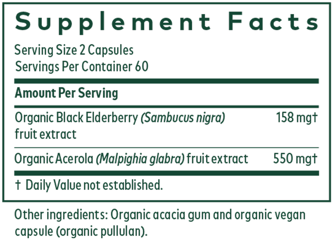 Black Elderberry PRO 120 Capsules Supplement Facts