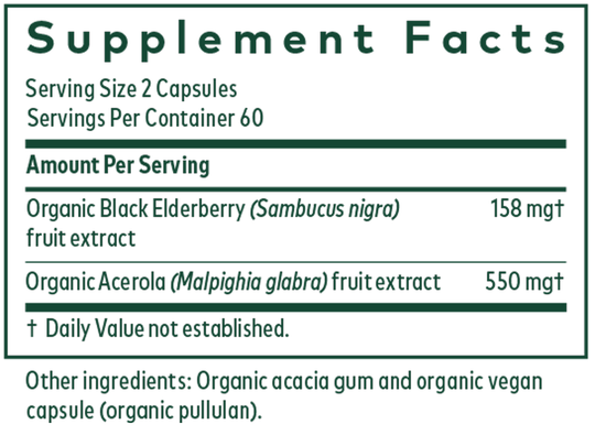 Black Elderberry PRO 120 Capsules Supplement Facts