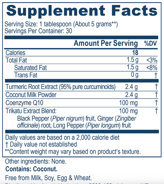 CoCurcumin 30 Servings Supplement Facts