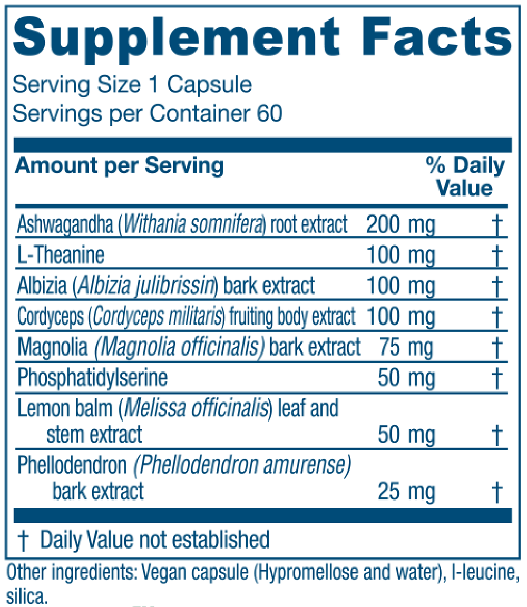 Cortisol Relief 60 Capsules Supplement Facts