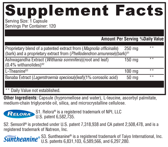 Cortisolv® 120 Capsules Supplement Facts