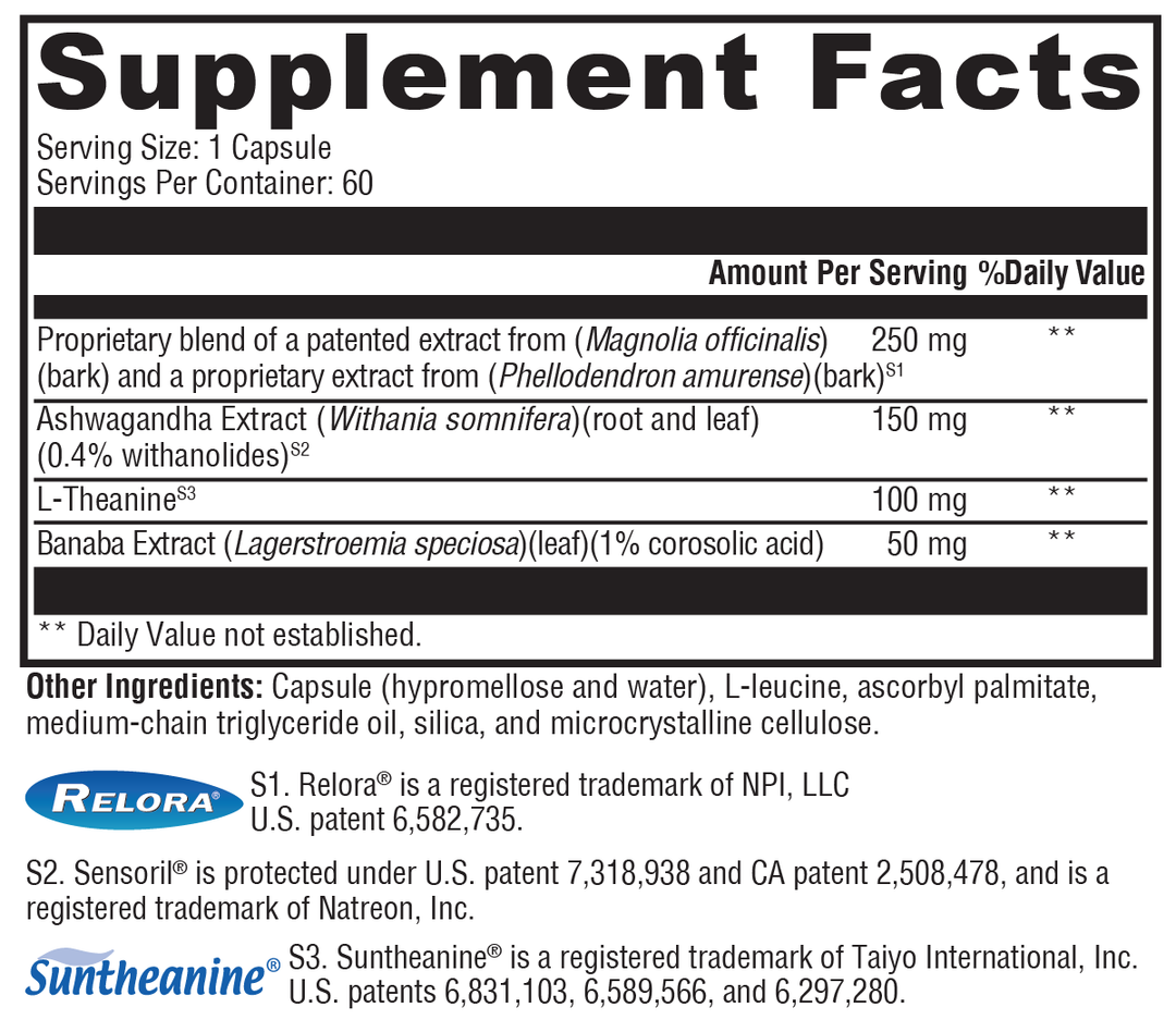 Cortisolv® 60 Capsules Supplement Facts