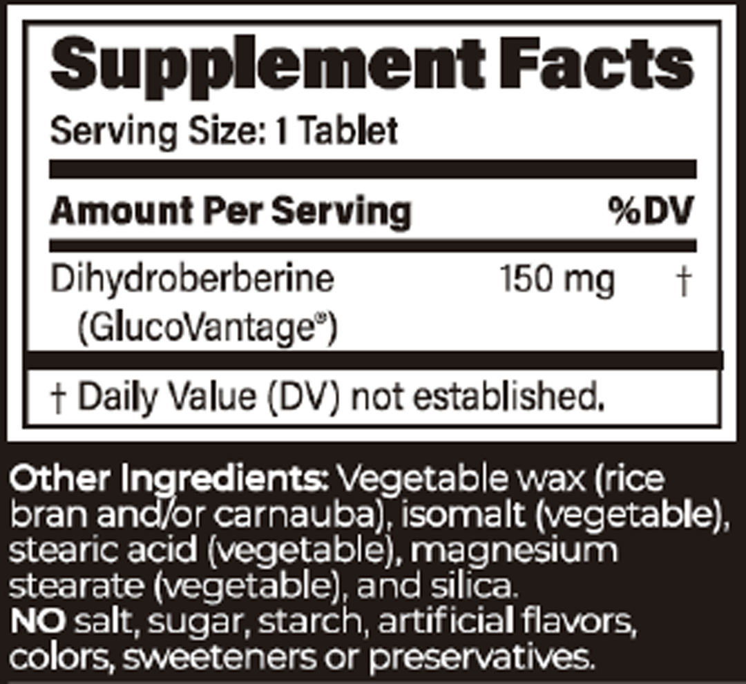 Dihydroberberine SR 150 mg 180 Tablets Supplement Facts