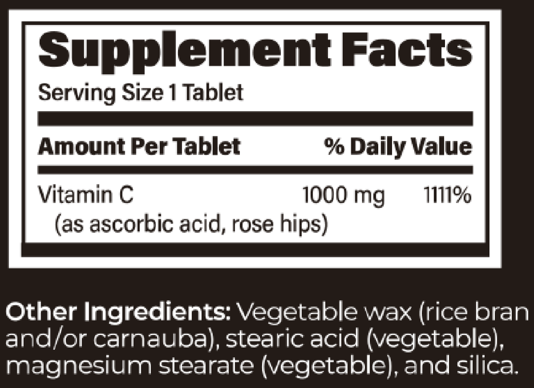 ENDUR-C SR 1000 mg 60 Tablets Supplement Facts