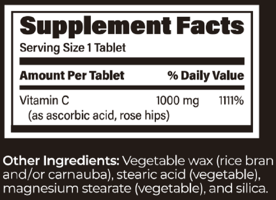 ENDUR-C SR 1000 mg 60 Tablets Supplement Facts