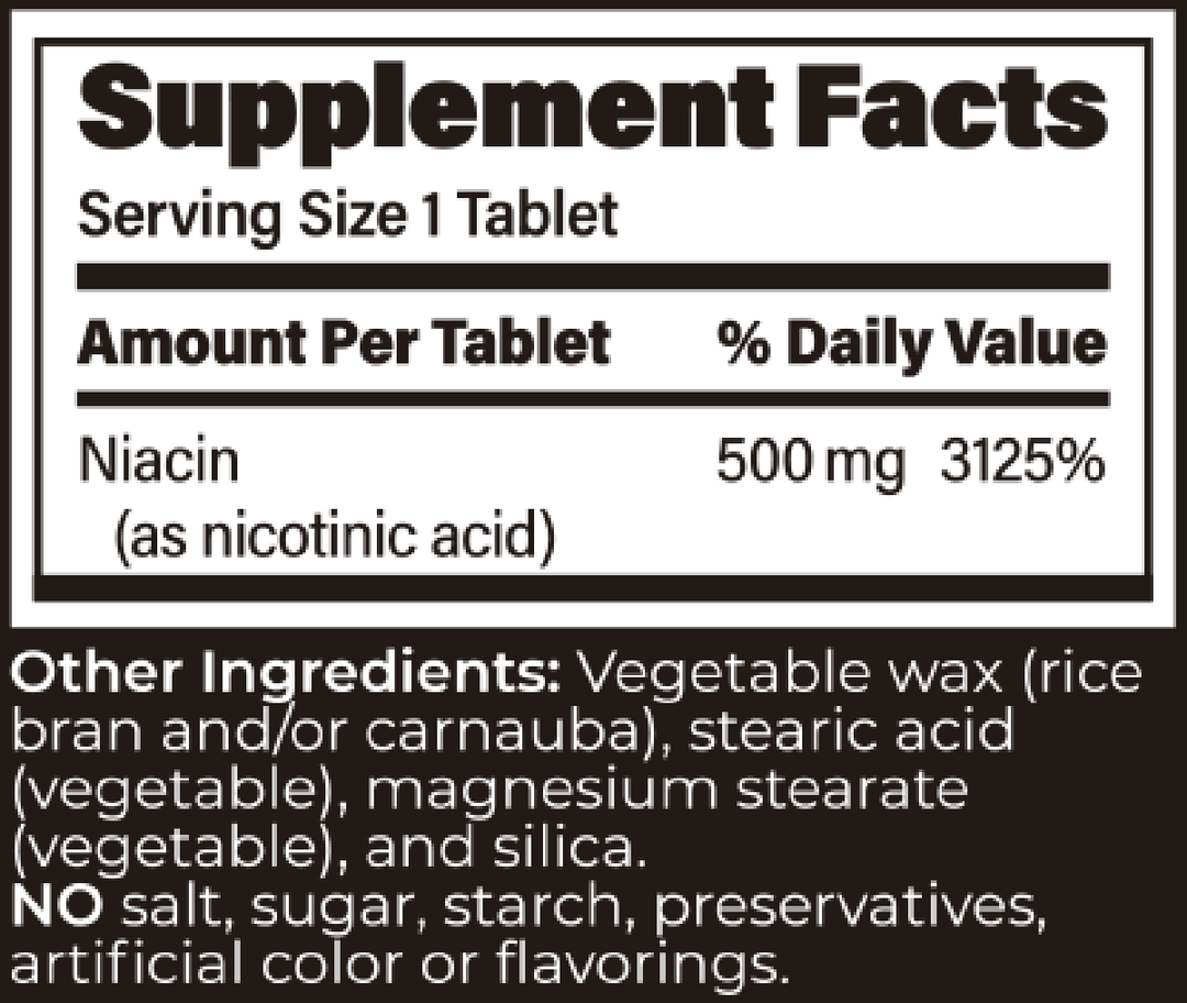 ENDUR-ACIN ER NIACIN 500 mg 100 Tablets Supplement Facts