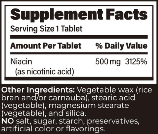 ENDUR-ACIN ER NIACIN 500 mg 100 Tablets Supplement Facts