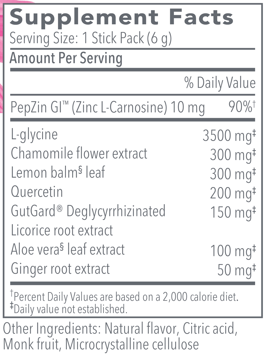 G.I. InnerCalm Lemon Ginger 30 Stick Packs Supplement Facts