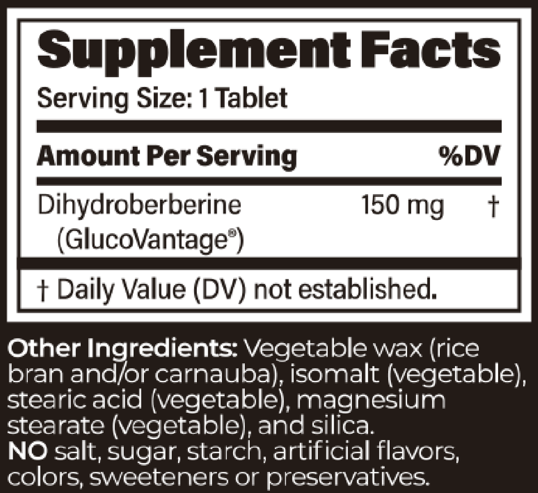 Dihydroberberine SR 150 mg 60 Tablets Supplement Facts