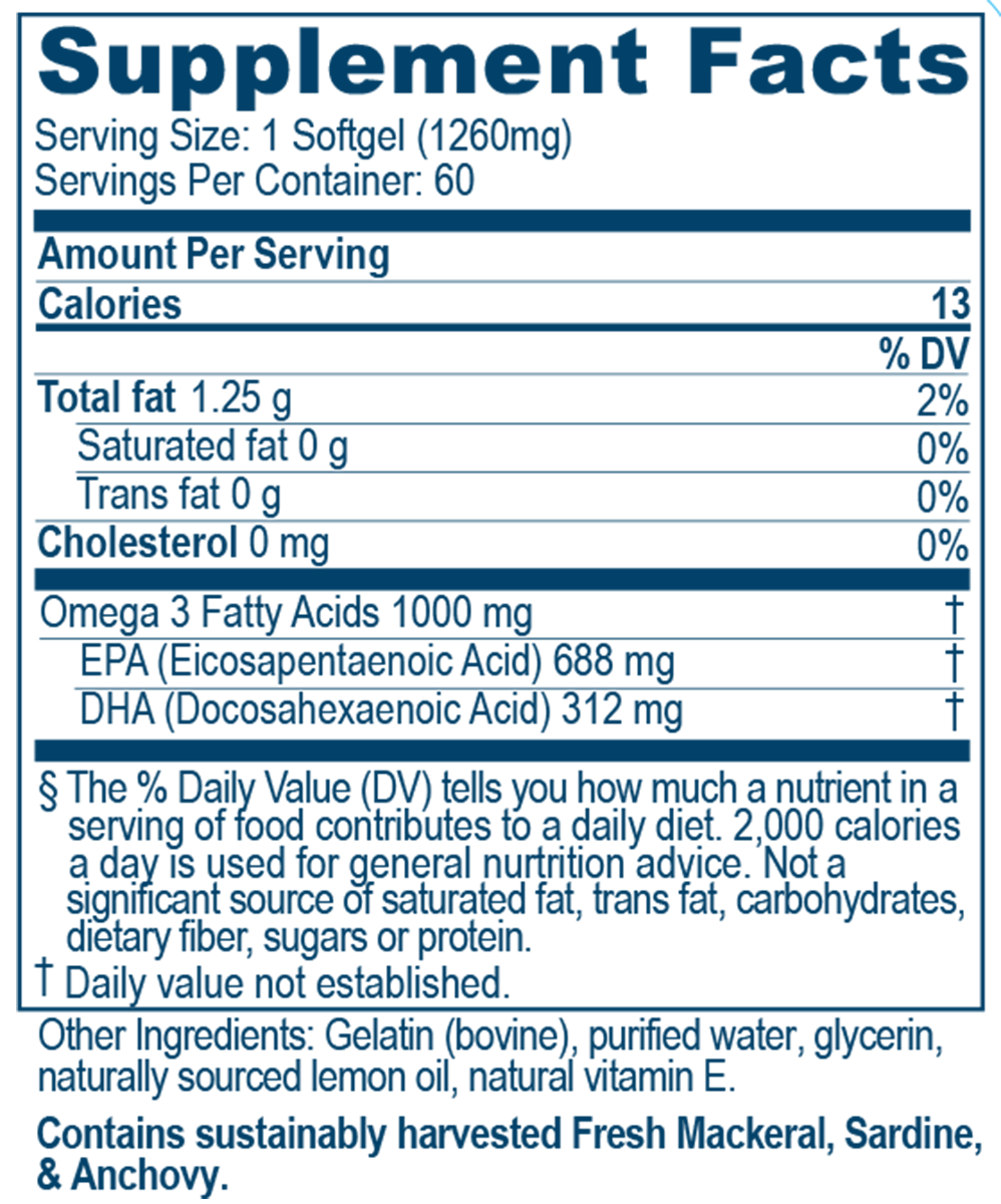 High Omega-3 Fish Oil 60 Softgels Supplement Facts