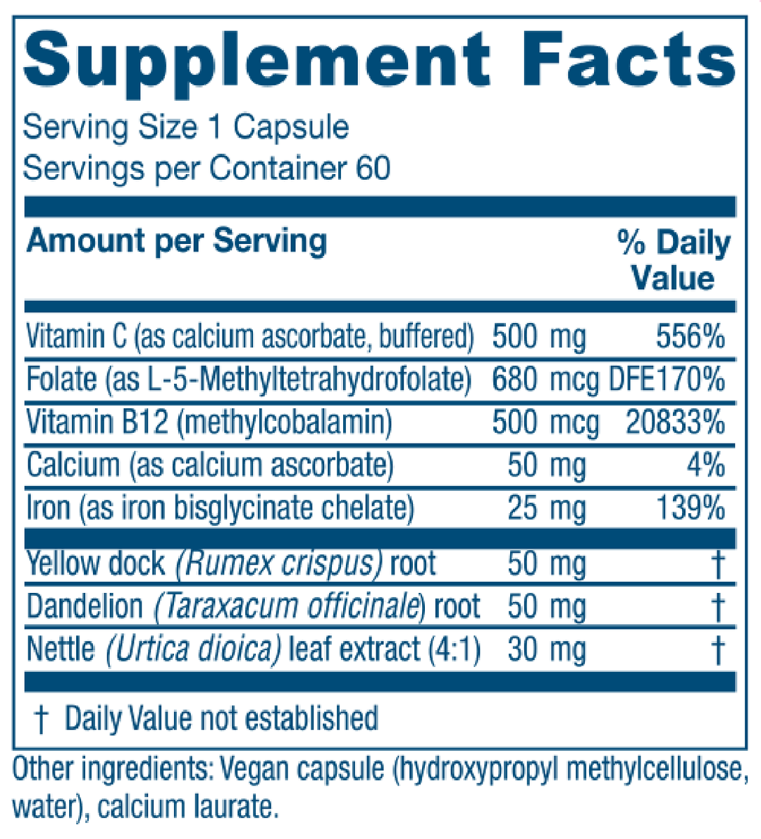 Iron Extra™ 60 Capsules Supplement Facts