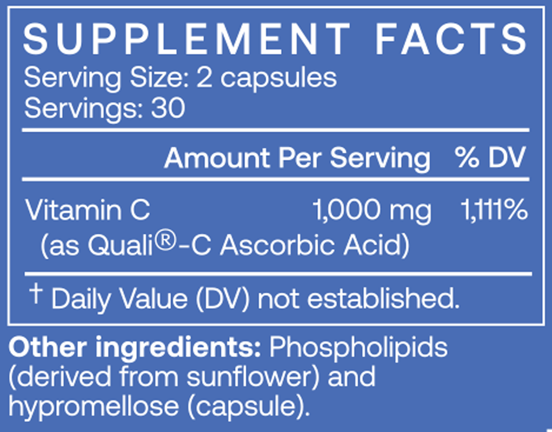 Liposomal Vitamin C 60 Capsules Supplement Facts