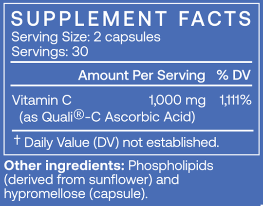 Liposomal Vitamin C 60 Capsules Supplement Facts