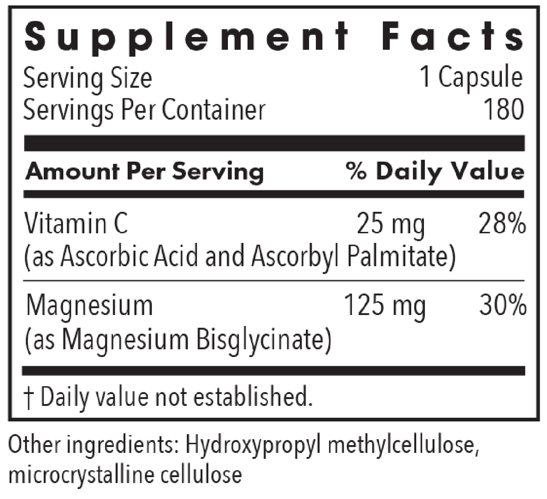 Magnesium Glycinate 180 Capsules Supplement Facts