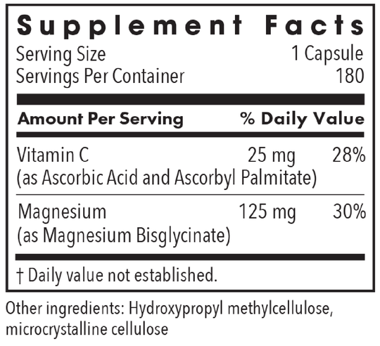 Magnesium Glycinate 180 Capsules Supplement Facts
