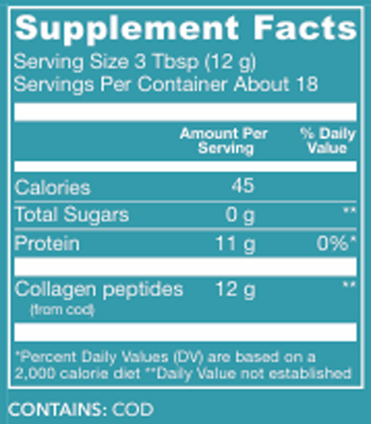 Marine Collagen 18 Servings Supplement Facts