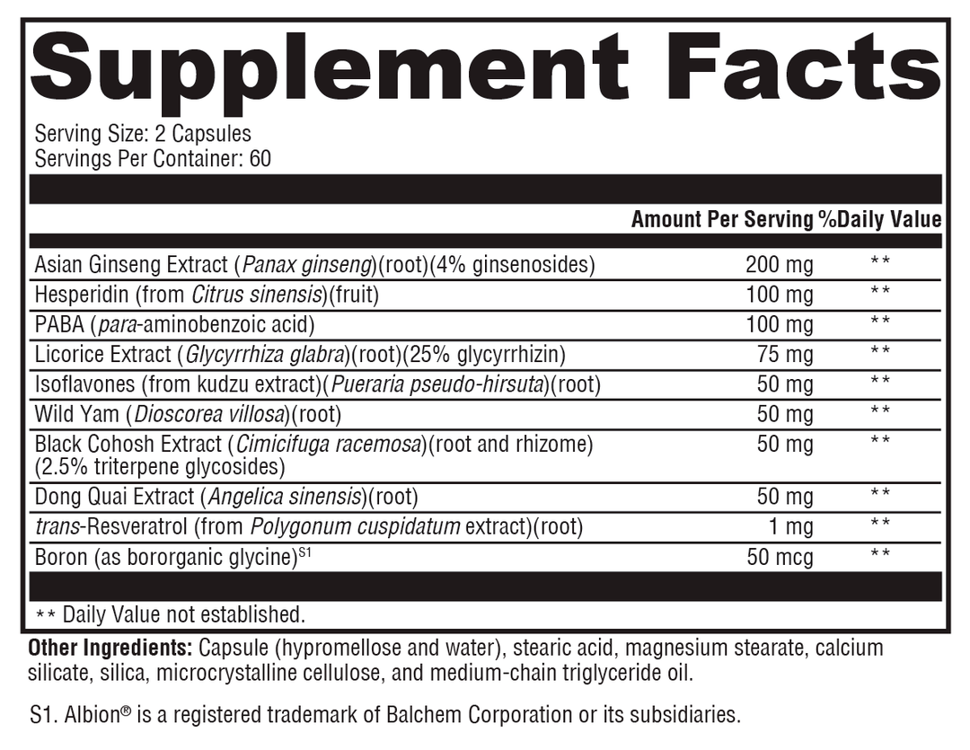 MedCaps Menopause™ 120 Capsules Supplement Facts