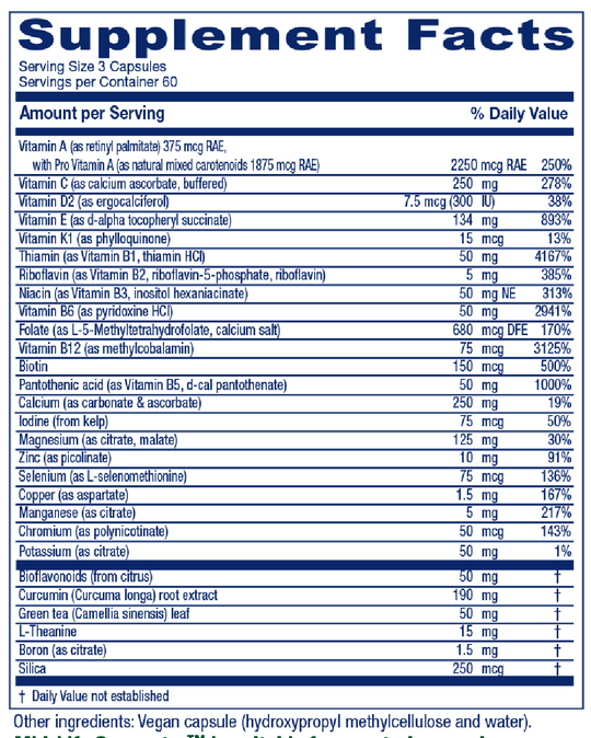 Mid-Life Symmetry 180 Capsules Supplement Facts
