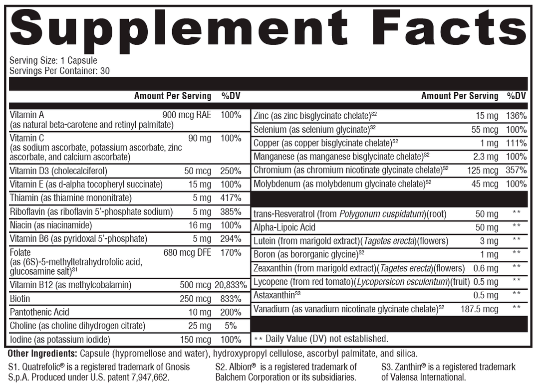 Multi BasiX™ 30 Capsules Supplement Facts