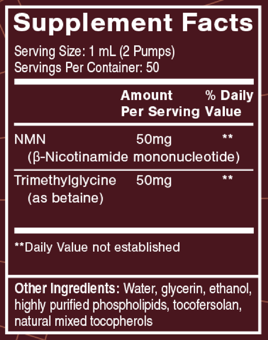 NAD+ Gold 1.7 fl oz Supplement Facts
