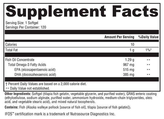 OmegaPure 900 EC™ 120 Softgels Supplement Facts