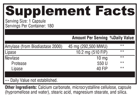 PanXyme pH™ 180 Capsules Supplement Facts