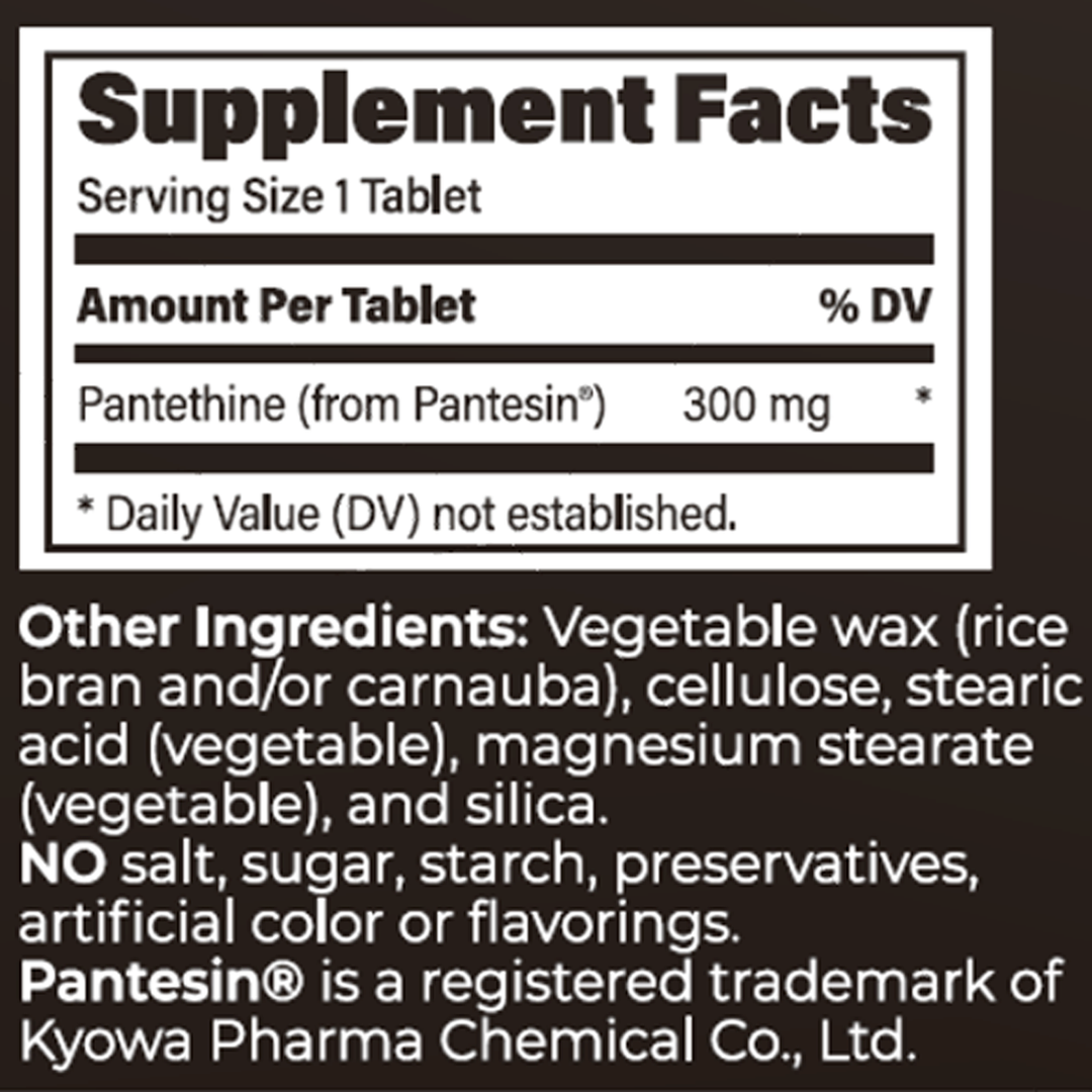 Pantethine SR 300 mg 90 Tablets Supplement Facts