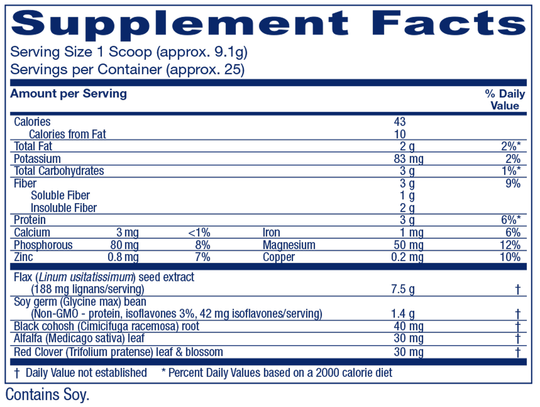 PhytoEstrogen Herbal 25 Servings Supplement Facts