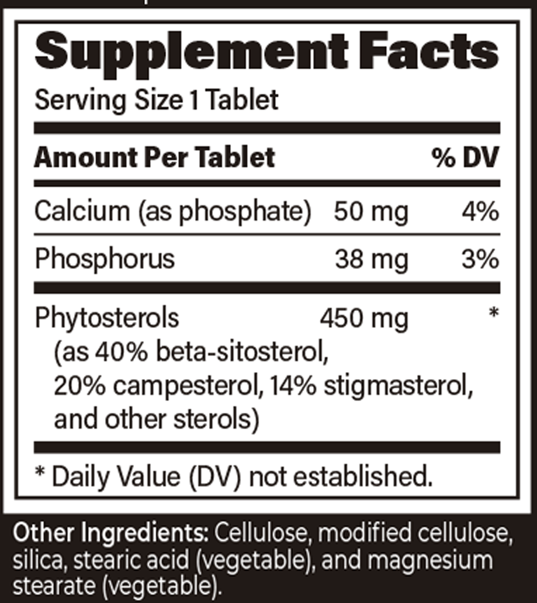 Phytosterols IR 450 mg 60 Tablets Supplement Facts