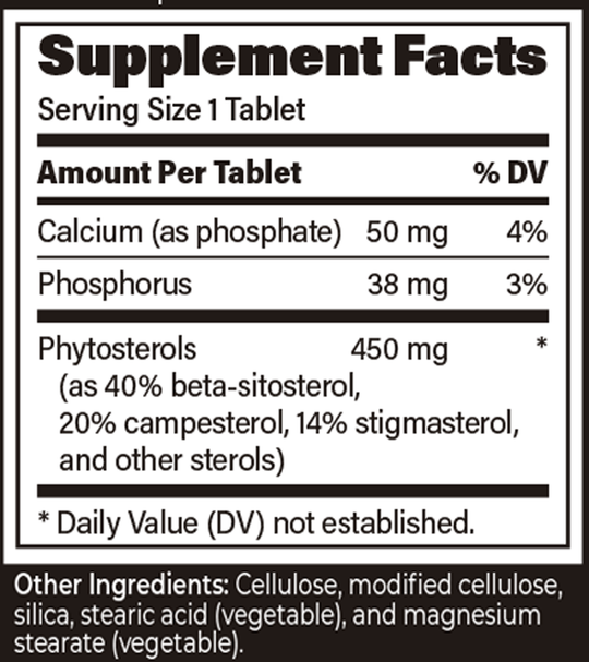 Phytosterols IR 450 mg 60 Tablets Supplement Facts