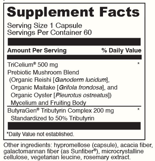 Prebiotic Mushroom Blend 60 Capsules Supplement Facts