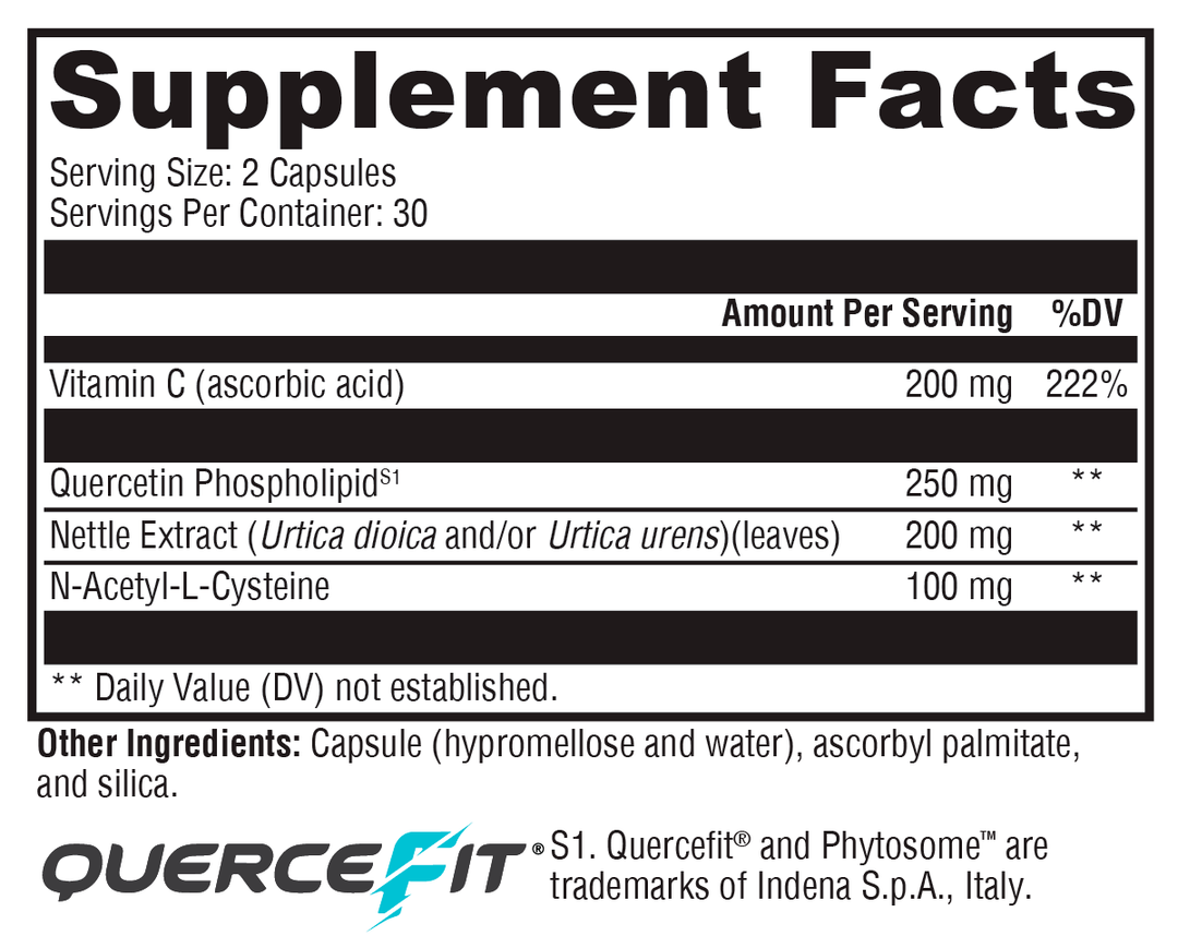 Quercetin 20× Plus 60 Capsules Supplement Facts