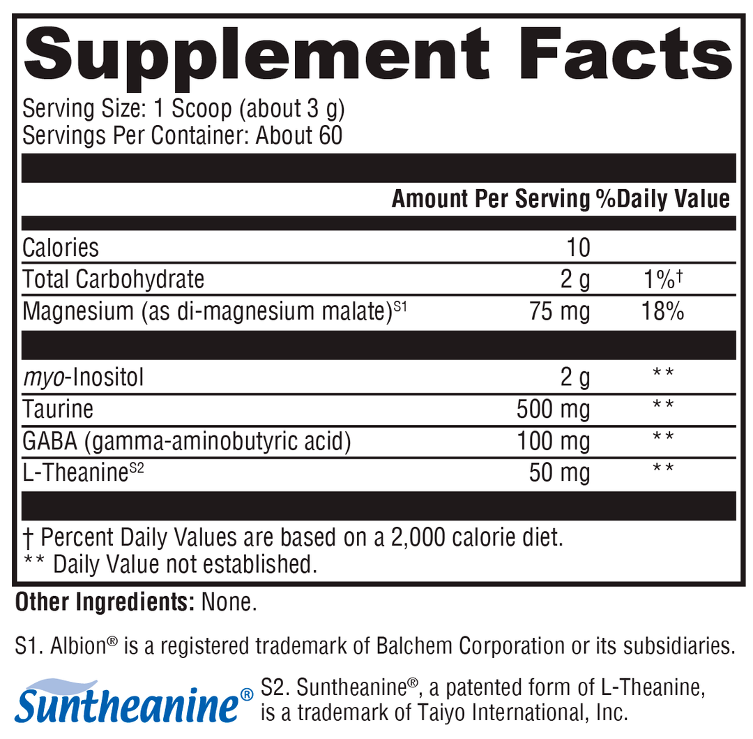 RelaxMax® Unflavored 60 Servings Supplement Facts