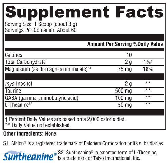 RelaxMax® Unflavored 60 Servings Supplement Facts