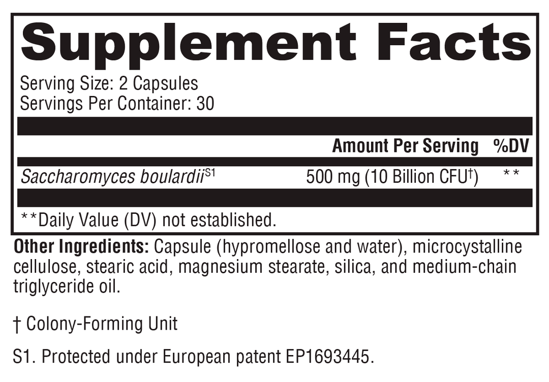 Saccharomycin® 10B 60 Capsules Supplement Facts