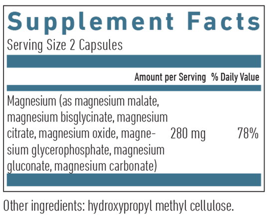 7-Salt Magnesium 60 Capsules Supplement Facts