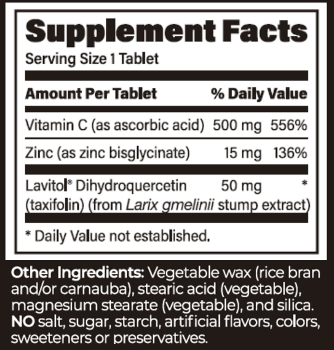 Taxifolin Complex SR 60 Tablets Supplement Facts