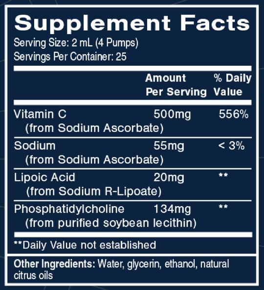 Liposomal Vitamin C with RLA 1.7 fl oz Supplement Facts